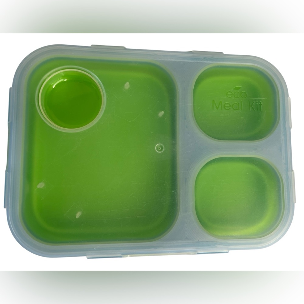 Smart Planet Eco Silicone Collapsible Meal Kit - Sustainable Green Blue Used
